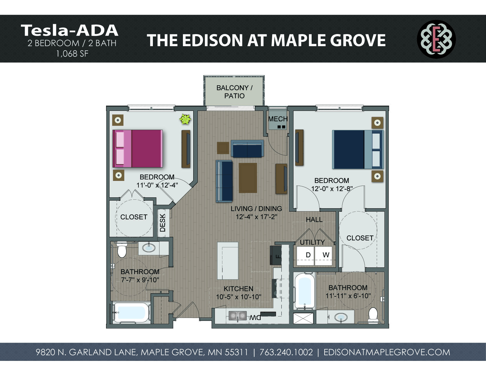 Tesla ADA Floor Plan at The Edison at Maple Grove, Minnesota