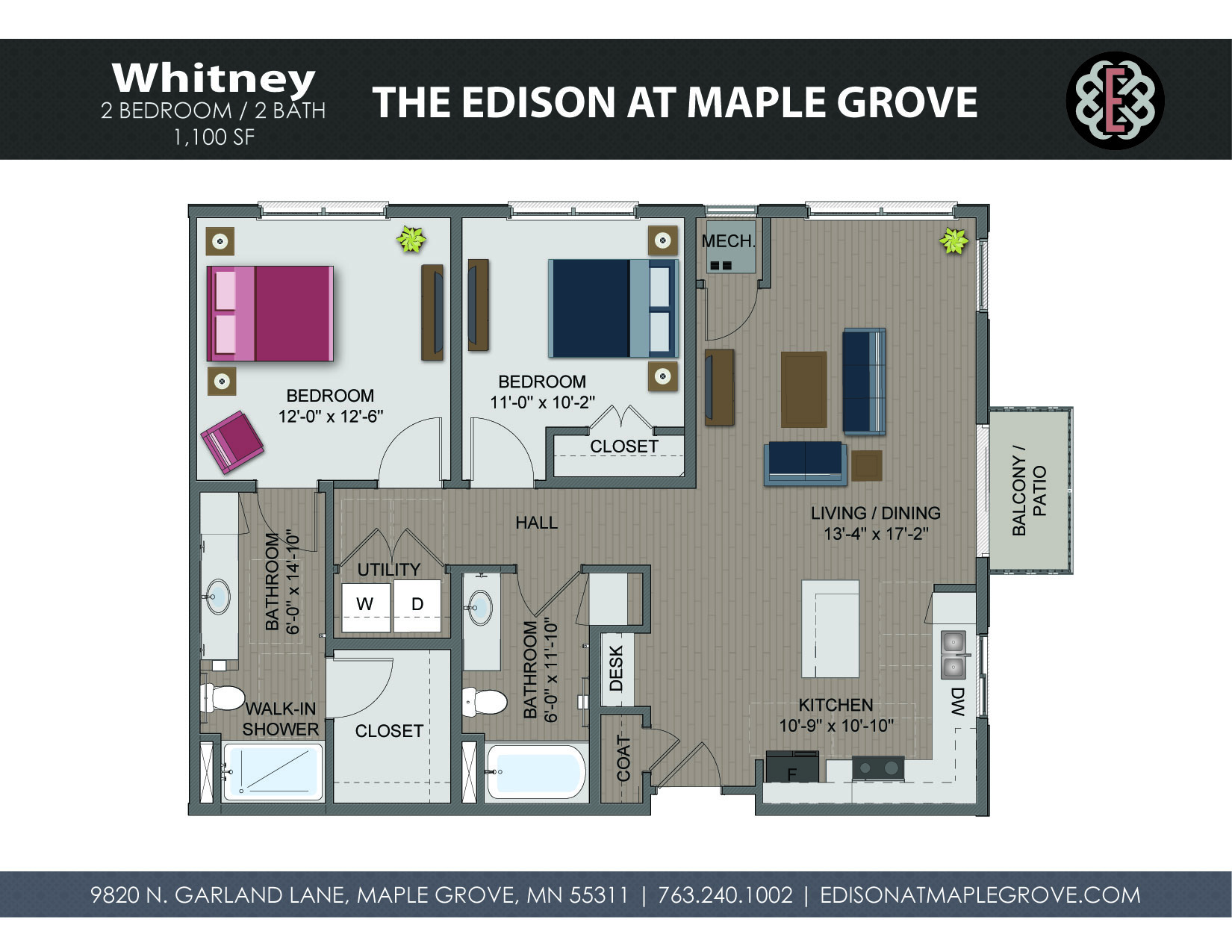 Whitney Floor Plan at The Edison at Maple Grove, Maple Grove