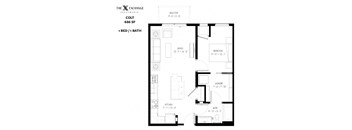Colt Floor Plan at The Exchange Apartments, Minnesota