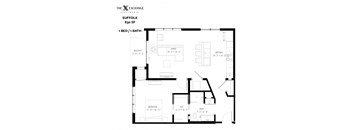 Suffolk Floor Plan at The Exchange Apartments, New Brighton, Minnesota