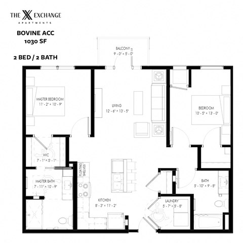 Bovine ACC Floor Plan at The Exchange Apartments, Minnesota