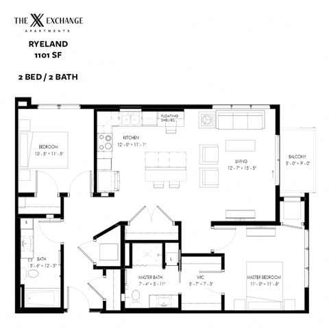 Ryeland Floor Plan at The Exchange Apartments, New Brighton, MN