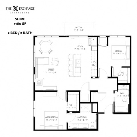 Shire Floor Plan at The Exchange Apartments, New Brighton, 55112