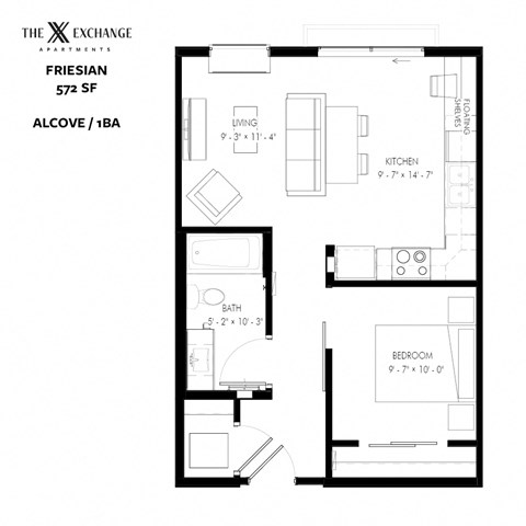 Friesian Floor Plan at The Exchange Apartments, New Brighton, MN