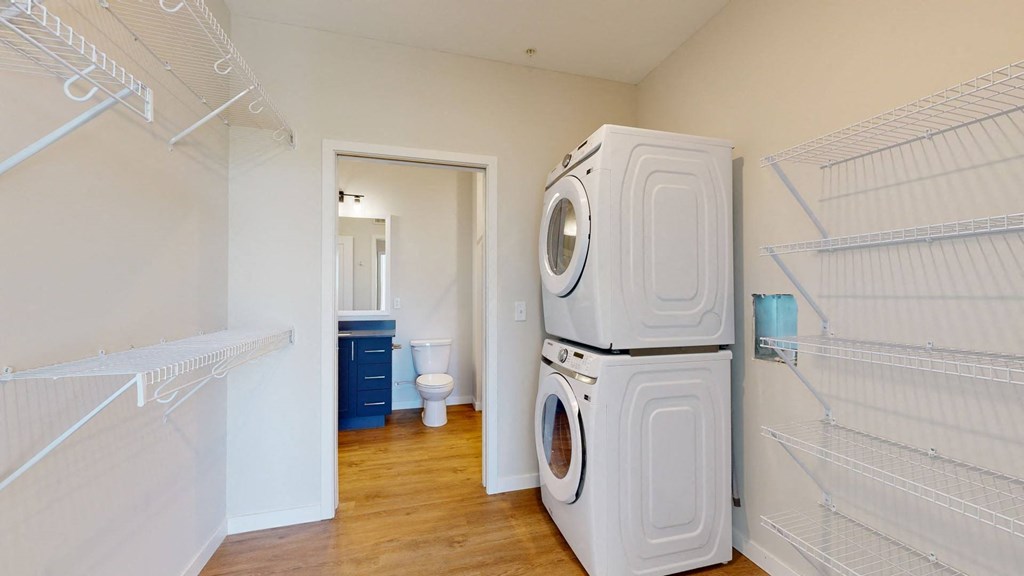 a washer and dryer in a laundry room