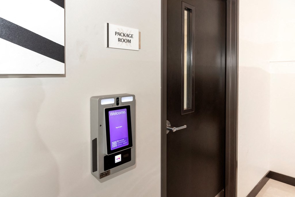 a door with a screen on the side of it