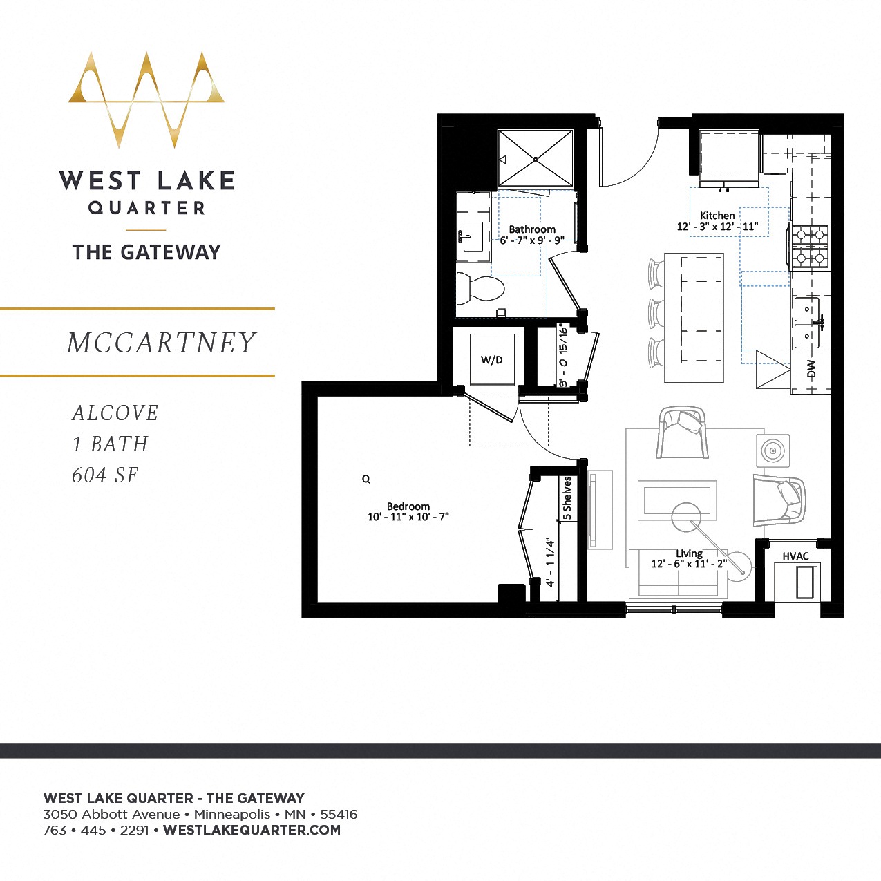 McCartney alcove floor plan at The Gateway at West Lake Quarter in Minneapolis, MN