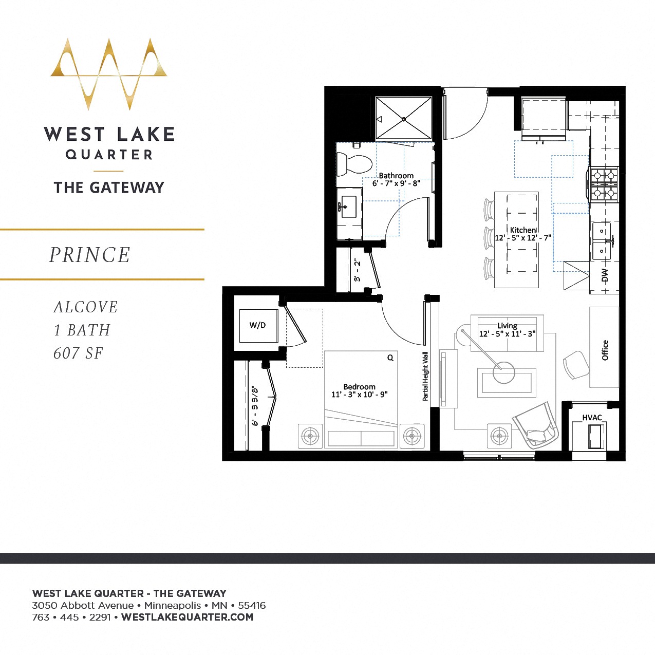 Prince alcove floor plan at The Gateway at West Lake Quarter in Minneapolis, MN