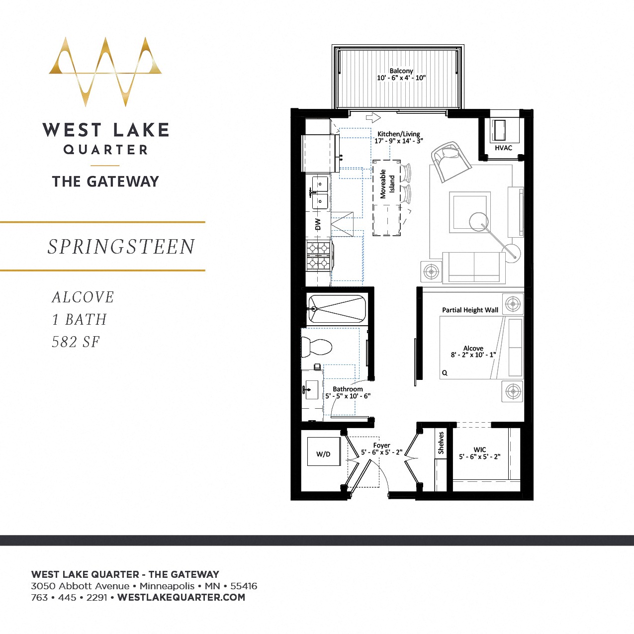 Springsteen alcove floor plan at The Gateway at West Lake Quarter in Minneapolis, MN