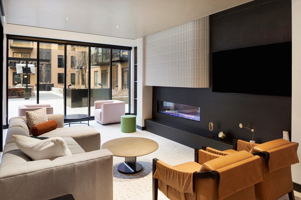 Clubhouse With TV And Fireplace at The Hill Apartments, Saint Paul, MN