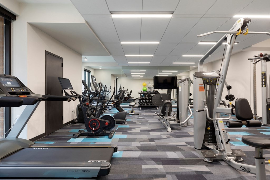 Spacious Fitness Center at The Hill Apartments, Saint Paul, MN