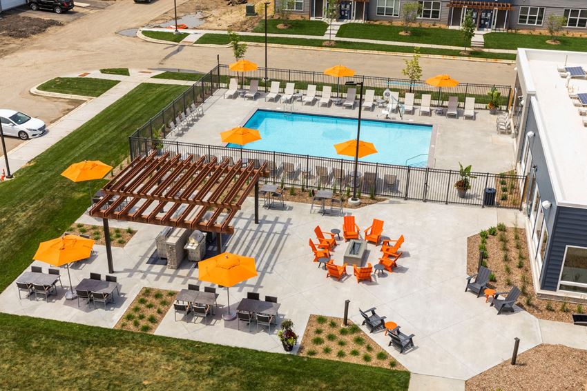 Aerial shot of pool and patio Aerial shot of pool and patio at The Liberty Apartments in Golden Valley, MN - Photo Gallery