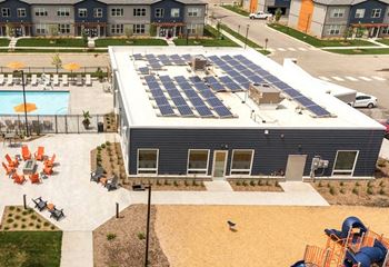 Aerial View at the liberty apartments and townhomes in goldon valley mn