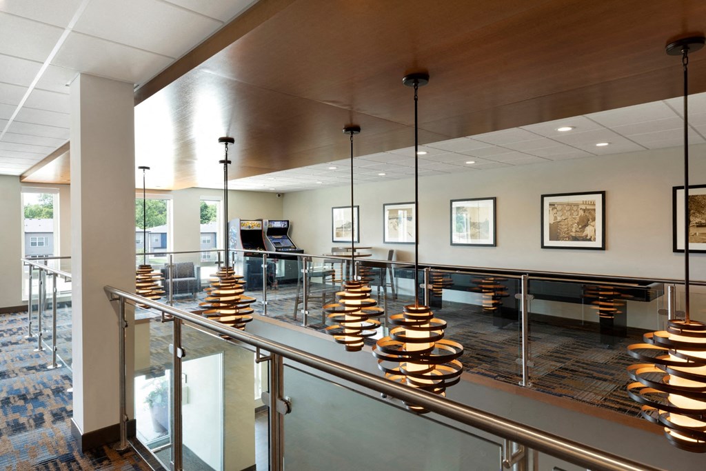 Game machines in clubroom at The Liberty Apartments and Townhomes in Golden Valley, Minnesota