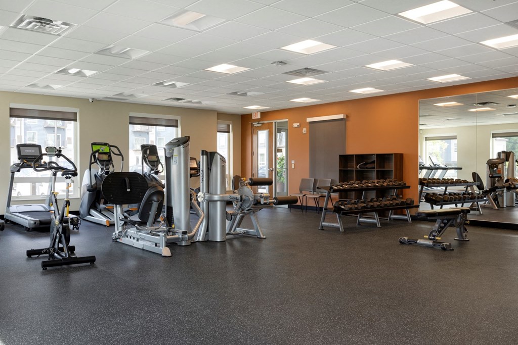 Strength equipment in the fitness center at The Liberty Apartments in MN