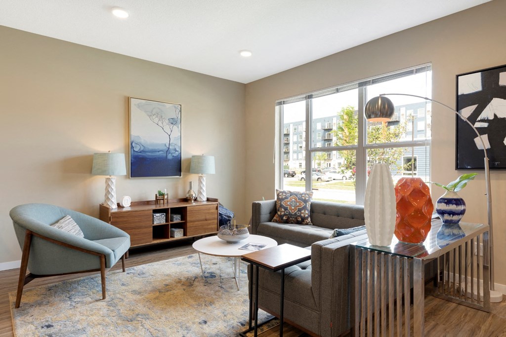 Living room at The Liberty Apartments and Townhouses in Golden Valley Minnesota
