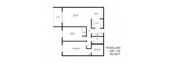The Mallard 2 bedroom floor plan layout