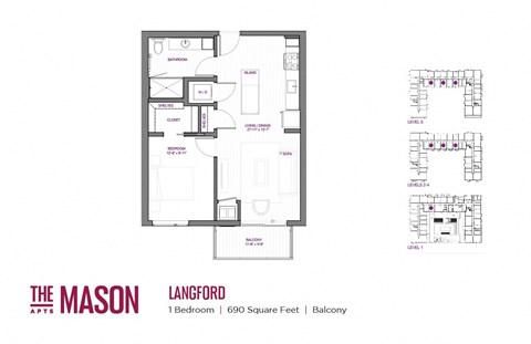 Langford Floor Plan at The Mason, St. Paul, Minnesota