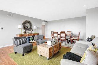 Living Room With Dining at The Original at West Lake Quarter, Minneapolis, MN