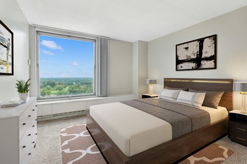 Comfortable Bedroom With Large Window at The Original at West Lake Quarter, Minneapolis, 55416