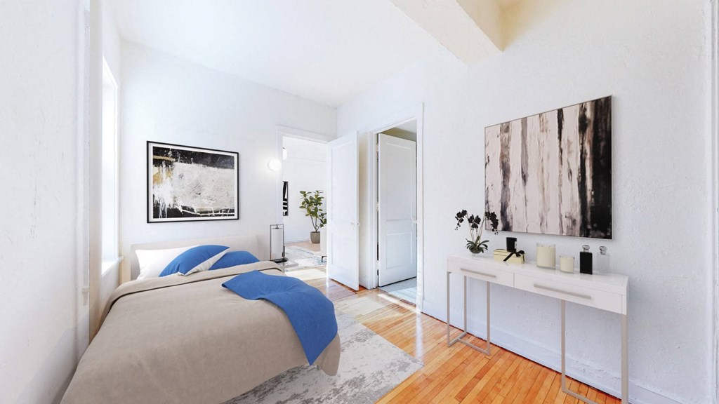 Spacious Open-Concept Bedroom with Tons of Natural Light Streaming In from Windows at The Park Apartments in Minneapolis, MN 55403