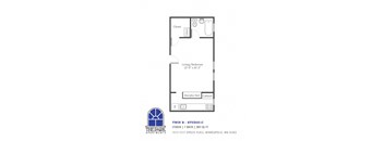 a floor plan of a 1 bedroom floor plan