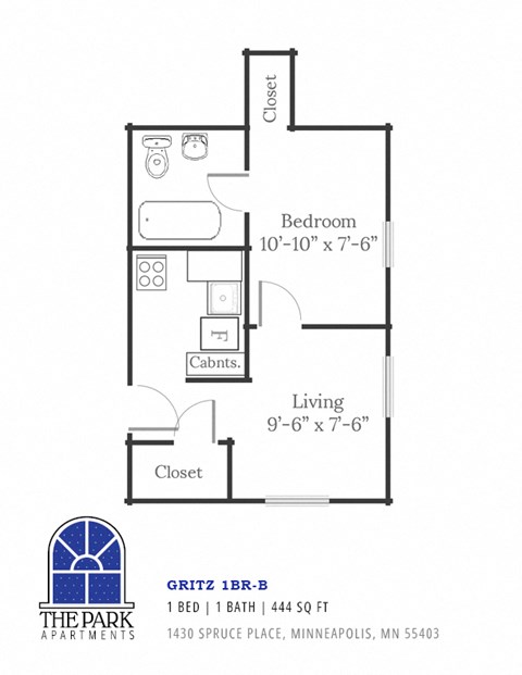 Gritz Floor Plan Layout at The Park Apartments in Minneapolis, MN