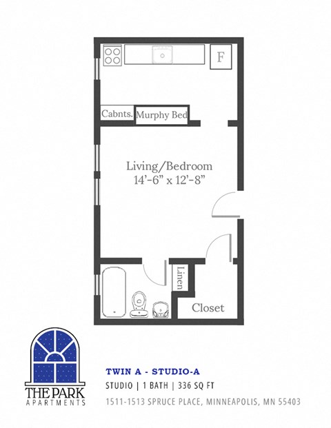 Studio Apartment Blue Prints at The Park Apartments in Minneapolis, Minnesota