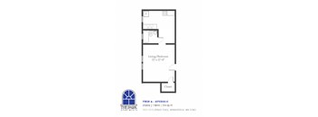 Floor Plan Blueprint for a Cozy Studio Apartment at The Park Apartments in Minneapolis, MN 55403