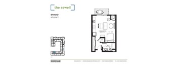 Sewell Floor Plan at The Shoreham Apartments, St Louis Park