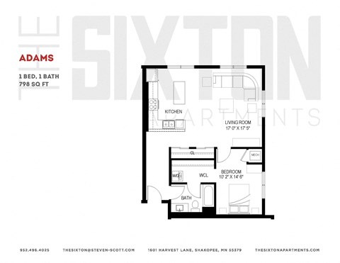 One bedroom apartment The Sixton  Adams