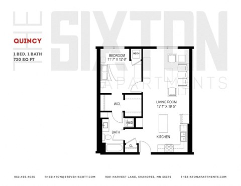 One bedroom apartment The Sixton