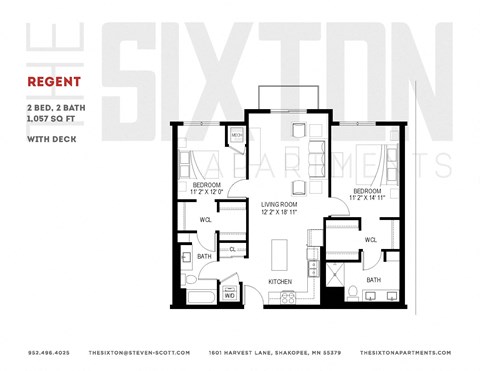 Two bedroom apartment at The Sixton