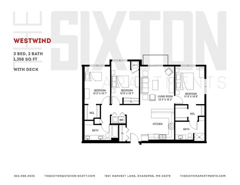 Three bedroom apartment for rent The Sixton, Shakopee, MN
