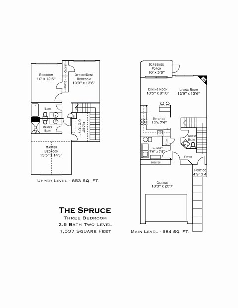 the spruce floor plan  2nd and 3rd floor plans