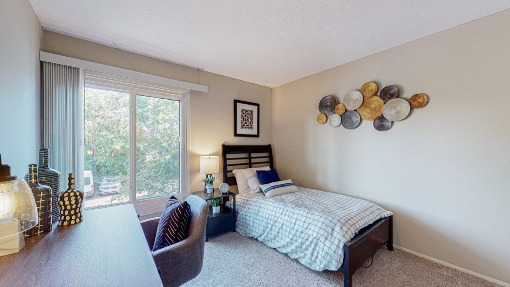 Bedroom With Study Table at The Tarnhill, Bloomington, MN