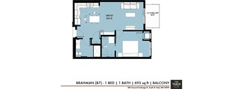 1 bed 1 bath floor plan D at The Yards, South St. Paul