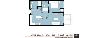 1 bed 1 bath floor plan Qat The Yards, Minnesota
