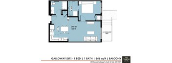 1 bed 1 bath floor plan E at The Yards, Minnesota