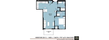 1 bed 1 bath floor plan Gat The Yards, South St. Paul, MN, 55075