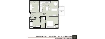 1 bed 1 bath floor plan O at The Yards, South St. Paul, Minnesota