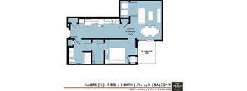 1 bed 1 bath floor plan Nat The Yards, South St. Paul, 55075