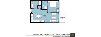 1 bed 1 bath floor plan Kat The Yards, Minnesota, 55075