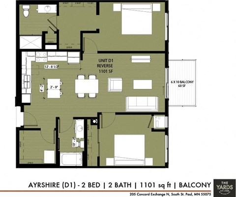 a floor plan of a house with a large terrace at The Yards and Backyards, Saint Paul, MN