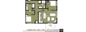 2 bed 2 bath floor plan G at The Yards, South St. Paul, Minnesota