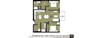 2 bed 2 bath floor plan F at The Yards, South St. Paul, 55075