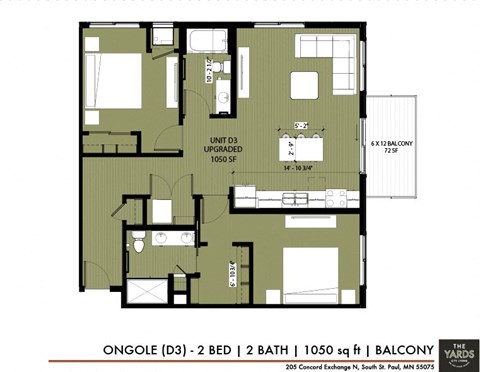 a floor plan of a small apartment at The Yards and Backyards, MN 55075