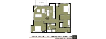 a floor plan of a bedroom apartment at The Yards and Backyards, Minnesota, 55075