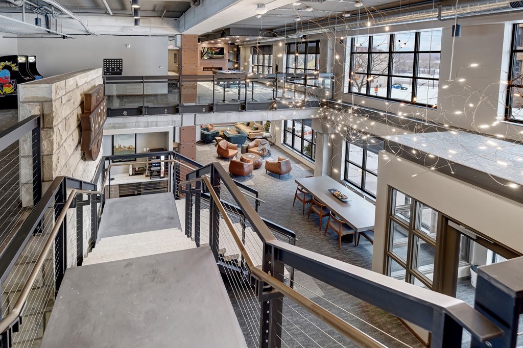 a view of the lobby from the second floor