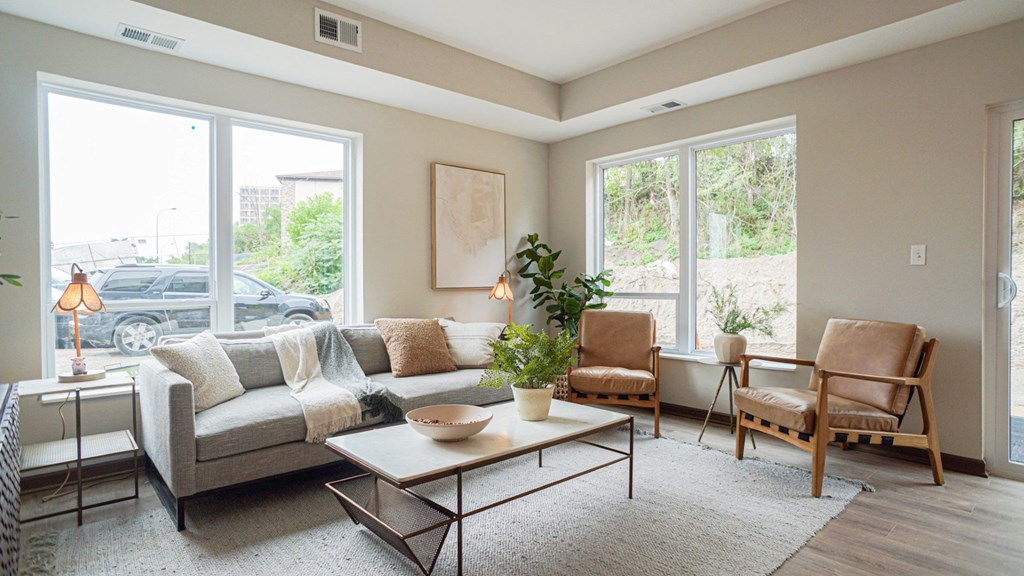 Living room at The Yards, Minnesota, 55075